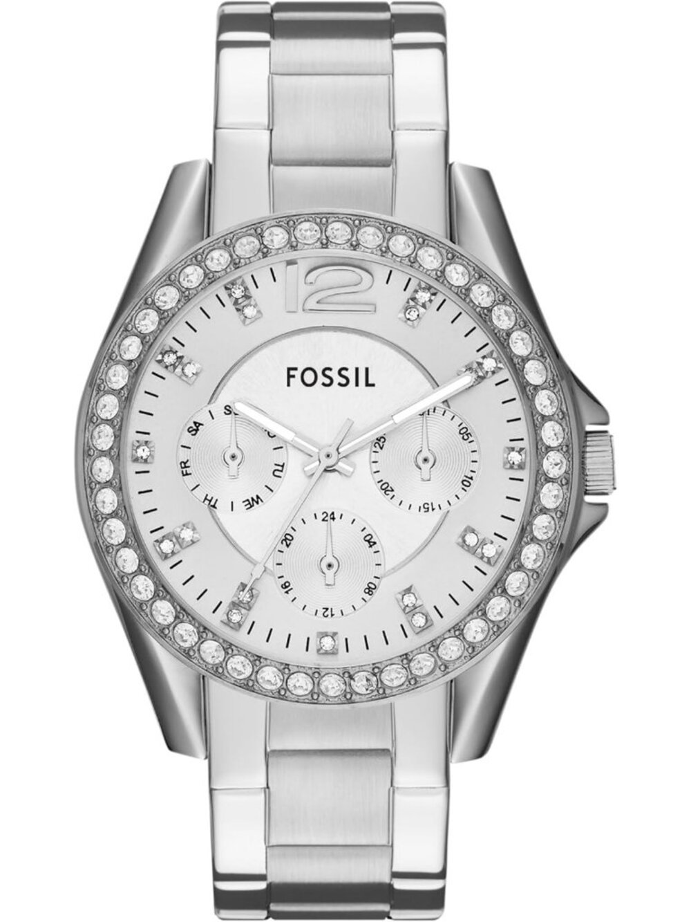Fossil Women's Silver Analog Quartz Riley Stainless Steel Multifunction Watch